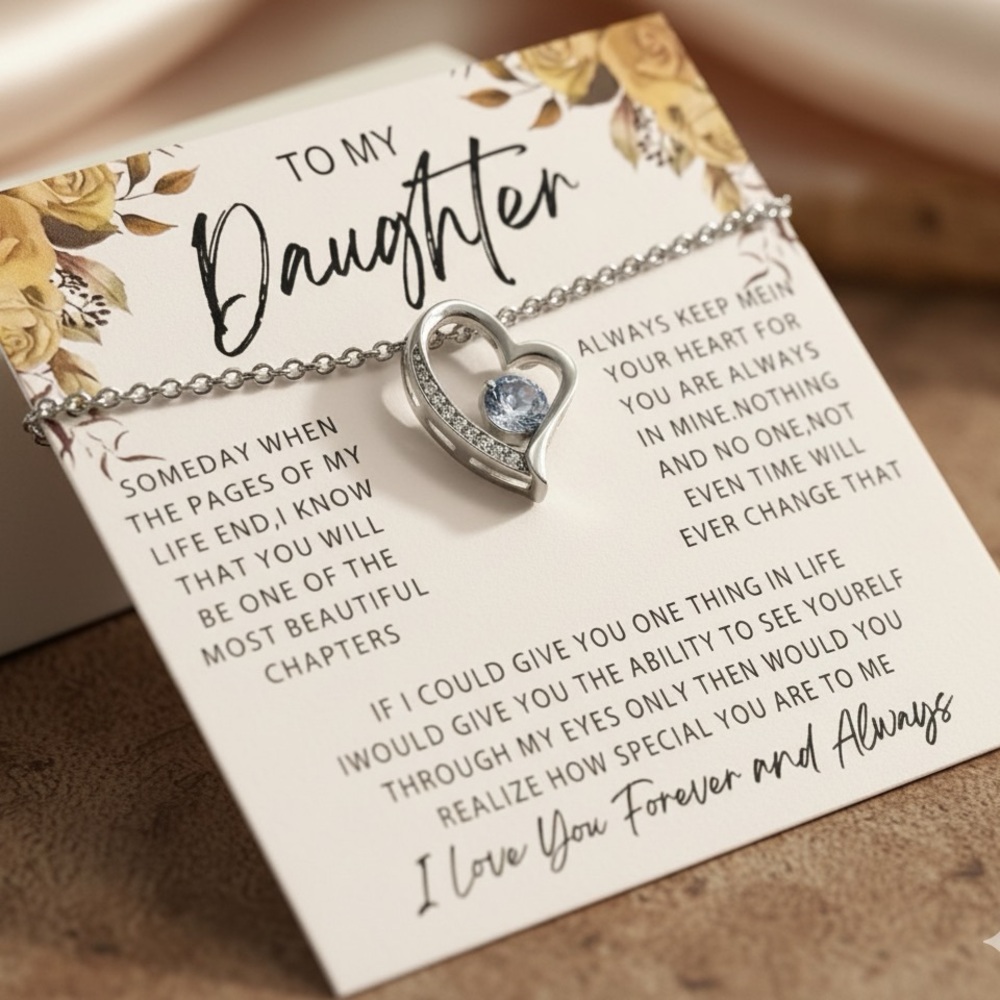 Silver Heart Pendant Necklace with CZ Crystal